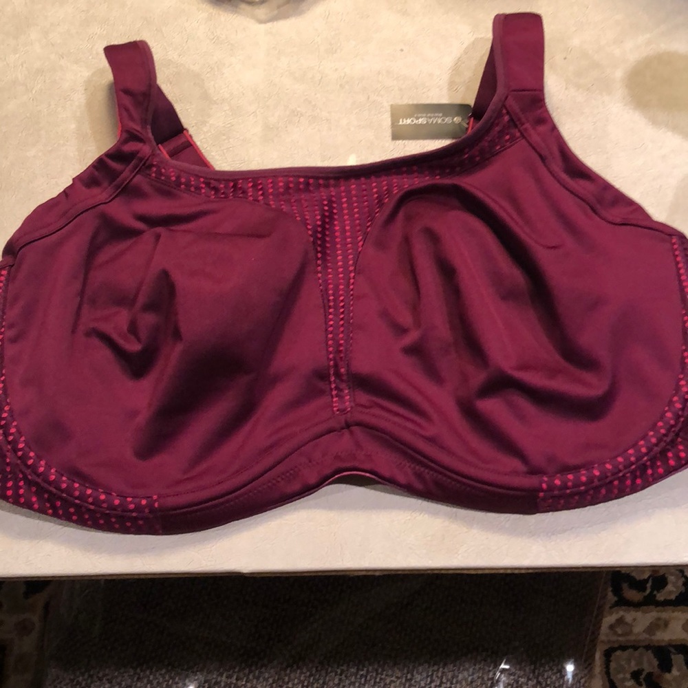 Soma 44DDD maroon& red sports bra NWT